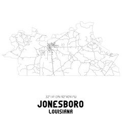 Jonesboro Louisiana. US street map with black and white lines.