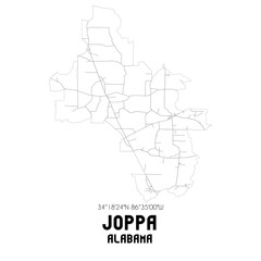 Joppa Alabama. US street map with black and white lines.
