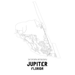 Jupiter Florida. US street map with black and white lines. © Rezona