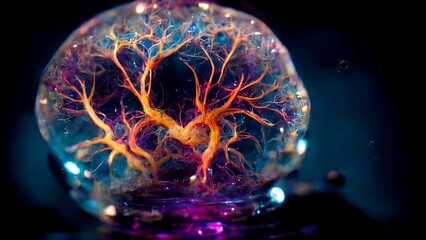 Macro concept of a brain connecting to pure love and intent