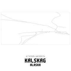 Kalskag Alaska. US street map with black and white lines.