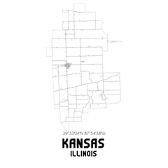 Kansas Illinois. US street map with black and white lines.