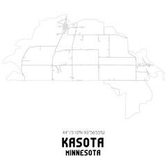 Kasota Minnesota. US street map with black and white lines.