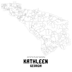 Kathleen Georgia. US street map with black and white lines.