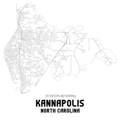 Kannapolis North Carolina. US street map with black and white lines.