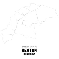 Keaton Kentucky. US street map with black and white lines.