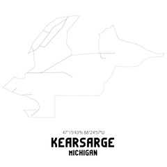 Kearsarge Michigan. US street map with black and white lines.