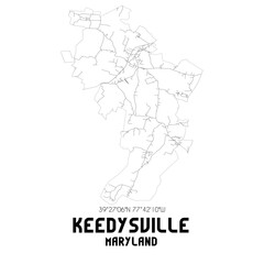 Fototapeta na wymiar Keedysville Maryland. US street map with black and white lines.