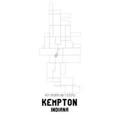 Kempton Indiana. US street map with black and white lines.