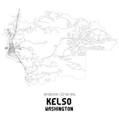 Obraz premium Kelso Washington. US street map with black and white lines.