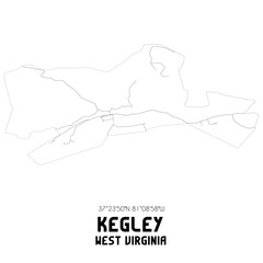 Kegley West Virginia. US street map with black and white lines.
