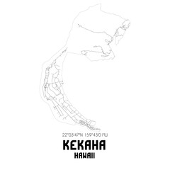 Kekaha Hawaii. US street map with black and white lines.