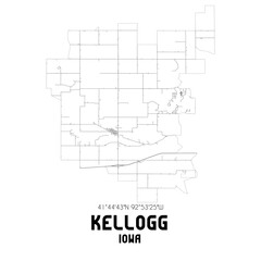 Kellogg Iowa. US street map with black and white lines.