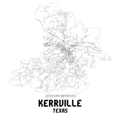 Fototapeta premium Kerrville Texas. US street map with black and white lines.
