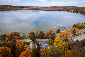 Drone of Budd Lake, Mount Olive New Jersey in the Autumn
