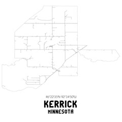 Kerrick Minnesota. US street map with black and white lines.