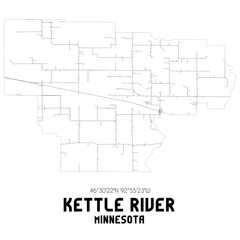 Kettle River Minnesota. US street map with black and white lines.