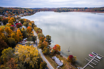 Drone of Budd Lake, Mount Olive New Jersey in the Autumn