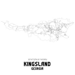 Kingsland Georgia. US street map with black and white lines.