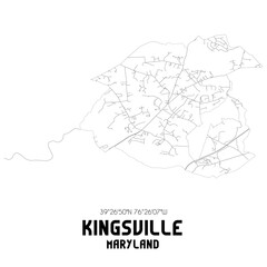 Kingsville Maryland. US street map with black and white lines.