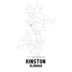 Kinston Alabama. US street map with black and white lines.