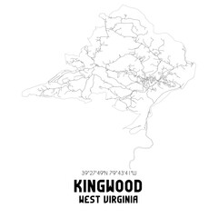 Kingwood West Virginia. US street map with black and white lines.
