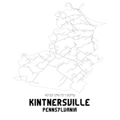 Kintnersville Pennsylvania. US street map with black and white lines.