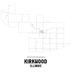 Kirkwood Illinois. US street map with black and white lines.