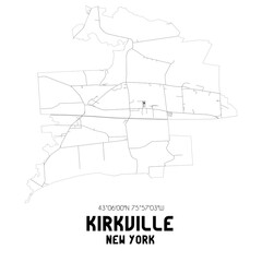 Kirkville New York. US street map with black and white lines.