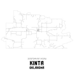 Kinta Oklahoma. US street map with black and white lines.