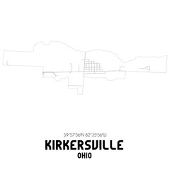 Kirkersville Ohio. US street map with black and white lines.