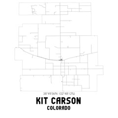 Kit Carson Colorado. US street map with black and white lines.