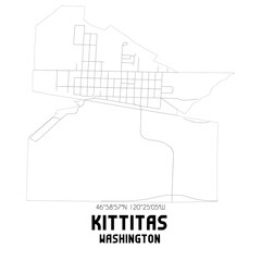 Kittitas Washington. US street map with black and white lines.