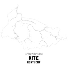 Kite Kentucky. US street map with black and white lines.