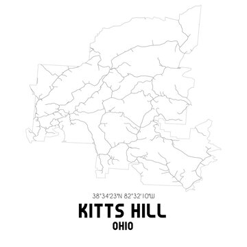 Kitts Hill Ohio. US street map with black and white lines.