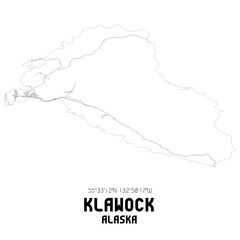 Klawock Alaska. US street map with black and white lines.