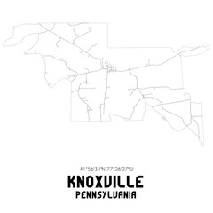 Knoxville Pennsylvania. US street map with black and white lines.