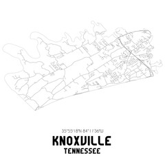 Knoxville Tennessee. US street map with black and white lines.