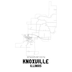 Knoxville Illinois. US street map with black and white lines.