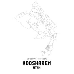 Koosharem Utah. US street map with black and white lines.