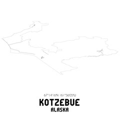 Kotzebue Alaska. US street map with black and white lines.