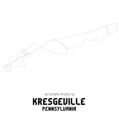 Kresgeville Pennsylvania. US street map with black and white lines.