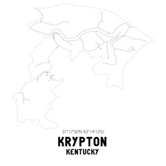 Krypton Kentucky. US street map with black and white lines.