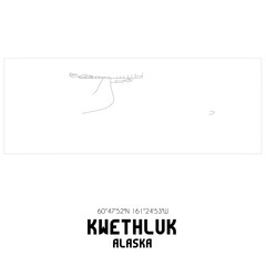 Kwethluk Alaska. US street map with black and white lines.
