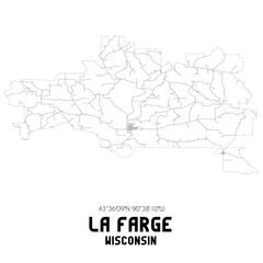 La Farge Wisconsin. US street map with black and white lines.