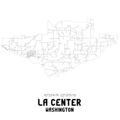 La Center Washington. US street map with black and white lines.