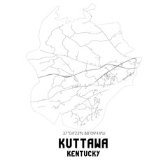 Kuttawa Kentucky. US street map with black and white lines.