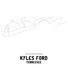 Kyles Ford Tennessee. US street map with black and white lines.