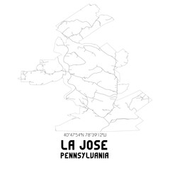 La Jose Pennsylvania. US street map with black and white lines.
