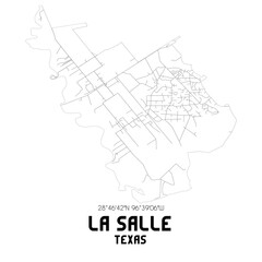 La Salle Texas. US street map with black and white lines.